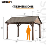 SummerCove Maple 12 ft. x 14 ft. Cedar Framed Gazebo with Brown Steel Hard Top Roof