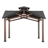 Sunjoy SummerCove Bella 12.5 ft. x 12.5 ft. Cedar Framed Gazebo with Black Steel 2-tier Hard Top Roof