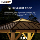 Sunjoy 9 ft. x 9 ft. Cedar Framed Gazebo with Brown Steel and Polycarbonate Hip Roof Hardtop