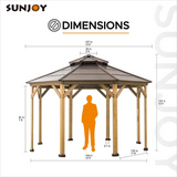 Sunjoy 13 ft. x 13 ft. Cedar Framed Octagon Gazebo with Black Steel 2-tier Hardtop Roof