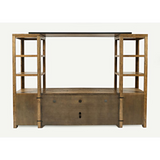 Telluride Rustic Distressed Pine Entertainment Center with 60" TV Console, Gold