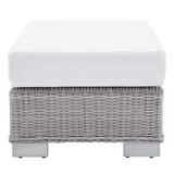 Conway Sunbrella® Outdoor Patio Wicker Rattan Ottoman - Light Gray White EEI-3971-LGR-WHI