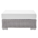 Conway Sunbrella® Outdoor Patio Wicker Rattan Ottoman - Light Gray White EEI-3971-LGR-WHI