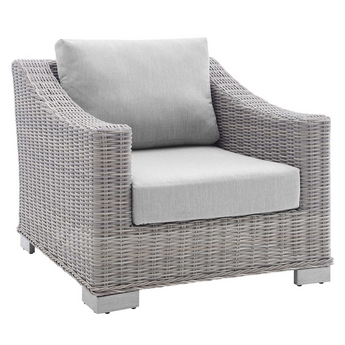 Conway Sunbrella® Outdoor Patio Wicker Rattan Armchair - Light Gray Gray EEI-3972-LGR-GRY