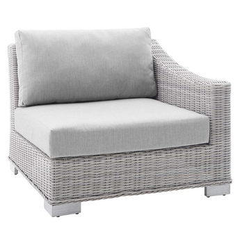 Conway Sunbrella® Outdoor Patio Wicker Rattan Right-Arm Chair - Light Gray Gray EEI-3976-LGR-GRY