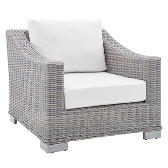 Conway Sunbrella® Outdoor Patio Wicker Rattan Armchair - Light Gray White EEI-3972-LGR-WHI