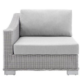 Conway Sunbrella® Outdoor Patio Wicker Rattan Left-Arm Chair - Light Gray Gray EEI-3975-LGR-GRY