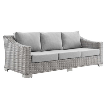 Conway Sunbrella® Outdoor Patio Wicker Rattan Sofa - Light Gray Gray EEI-3974-LGR-GRY