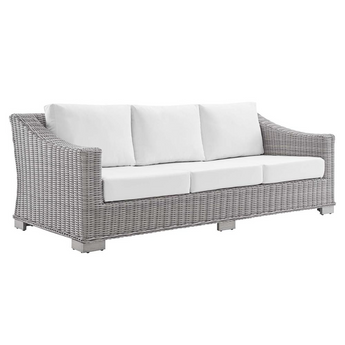 Conway Sunbrella® Outdoor Patio Wicker Rattan Sofa - Light Gray White EEI-3974-LGR-WHI