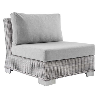 Conway Sunbrella® Outdoor Patio Wicker Rattan Armless Chair - Light Gray Gray EEI-3980-LGR-GRY