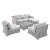 Conway Sunbrella® Outdoor Patio Wicker Rattan 5-Piece Furniture Set - Light Gray Gray EEI-4361-LGR-GRY