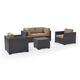 Biscayne 5Pc Outdoor Wicker Conversation Set Mocha/Brown - Coffee Table, 2 Armchairs, & 2 Corner Chairs