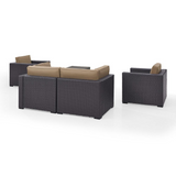 Biscayne 5Pc Outdoor Wicker Conversation Set Mocha/Brown - Coffee Table, 2 Armchairs, & 2 Corner Chairs