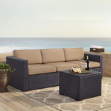 Biscayne 3Pc Outdoor Wicker Sofa Set Mocha/Brown - Loveseat, Corner Chair, & Coffee Table