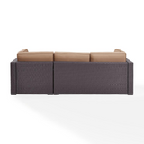 Biscayne 4Pc Outdoor Wicker Sectional Set Mocha/Brown - Loveseat, Corner Chair, Ottoman, & Coffee Table