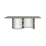 Solange Concrete and Black Metal Rectangular Dining Table