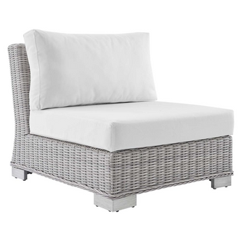 Conway Sunbrella® Outdoor Patio Wicker Rattan Armless Chair - Light Gray White EEI-3980-LGR-WHI