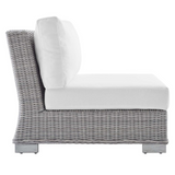 Conway Sunbrella® Outdoor Patio Wicker Rattan Armless Chair - Light Gray White EEI-3980-LGR-WHI