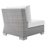 Conway Sunbrella® Outdoor Patio Wicker Rattan Armless Chair - Light Gray White EEI-3980-LGR-WHI