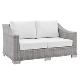 Conway Sunbrella® Outdoor Patio Wicker Rattan Loveseat - Light Gray White EEI-3973-LGR-WHI