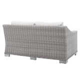 Conway Sunbrella® Outdoor Patio Wicker Rattan Loveseat - Light Gray White EEI-3973-LGR-WHI