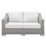 Conway Sunbrella® Outdoor Patio Wicker Rattan Loveseat - Light Gray White EEI-3973-LGR-WHI