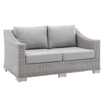 Conway Sunbrella® Outdoor Patio Wicker Rattan Loveseat - Light Gray Gray EEI-3973-LGR-GRY