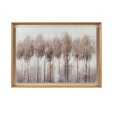 Landscape 100% Hand Painted Framed Shadow Box Single Piece Canvas, 35,5x25,5, Grey/Gold