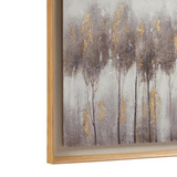 Landscape 100% Hand Painted Framed Shadow Box Single Piece Canvas, 35,5x25,5, Grey/Gold