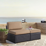 Biscayne Outdoor Wicker Armless Chair Mocha/Brown