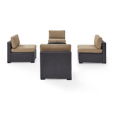 Biscayne 5Pc Outdoor Wicker Conversation Set W/Fire Pit Mocha/Brown - Ashland Firepit & 4 Armless Chairs