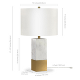 Lena 21.5" Tall Table Lamp with Fabric Shade in Marble and Brass/White