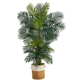 6.5ft. Golden Cane Artificial Palm Tree in Handmade Natural Jute and Cotton Planter