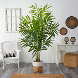 8ft. King Palm Artificial Tree with 12 Bendable Branches in Handmade Natural Jute and Cotton Planter