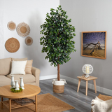 8ft. Ficus Artificial Tree with Handmade Natural Jute and Cotton Planter