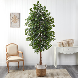 8ft. Ficus Artificial Tree with Handmade Natural Jute and Cotton Planter