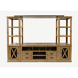 Telluride Rustic Distressed Pine Entertainment Center with 60" TV Console, Gold