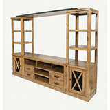 Telluride Rustic Distressed Pine Entertainment Center with 60" TV Console, Gold