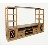 Telluride Rustic Distressed Pine Entertainment Center with 70" TV Console, Gold