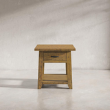 Telluride Rustic Distressed Acacia End Table with Storage, Gold