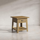 Telluride Rustic Distressed Acacia End Table with Storage, Gold