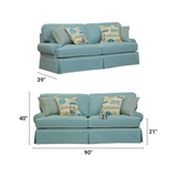 Classics Coastal Aqua Sofa with Four Accent Pillows