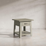 Telluride Rustic Distressed Acacia End Table with Storage, Driftwood Grey