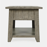 Telluride Rustic Distressed Acacia End Table with Storage, Driftwood Grey
