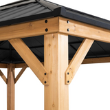 Sunjoy 13 ft. x 15 ft. Cedar Framed Gazebo with Black Steel and Polycarbonate Hip Roof Hard Top