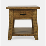 Telluride Rustic Distressed Acacia End Table with Storage, Gold