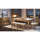 Telluride Rustic Distressed Pine 78" Extension Dining Table, Gold