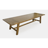 Telluride Rustic Distressed Pine 127" Trestle Dining Table with Two Extension Leaves, Gold