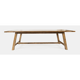 Telluride Rustic Distressed Pine 127" Trestle Counter Table with Two Leaves, Gold