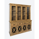 Telluride Rustic Distressed Pine Sideboard Buffet Hutch with LED Lights, Gold